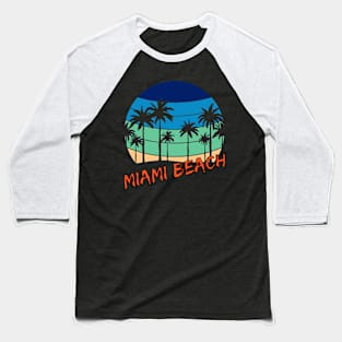 Miami Beach Retro Vintage Sunset Beach Design Baseball T-Shirt